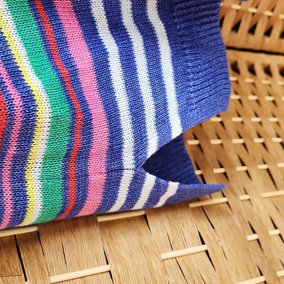 TALBOLTS, Multi-Colored Petunia Stripe Linen Crewneck, Fall, Officewear Sweater - Picture 3 of 5